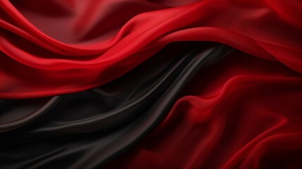 Elegant Red Silk Fabric Texture with Flowing Black Shadows