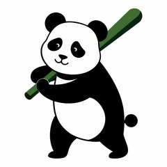 Playing panda with a base bat vector illustration on white background © Chayon Sarker