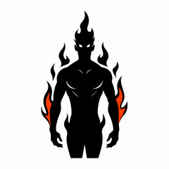 Burn body screaming dramatic shadow style vector illustration on white background