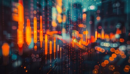 A stock market graph with orange and black lines, representing the financial performance of a company over time. The background is blurred to focus on the detailed upward trend in the trading data.