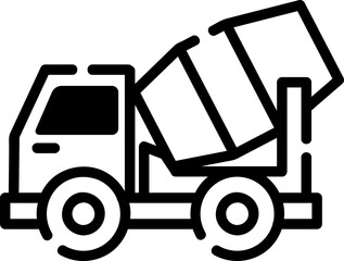 Concrete mixer, hand-drawn construction icon.
