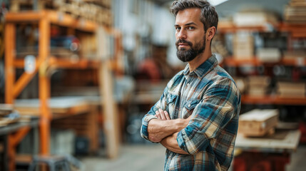 Fototapeta premium Confident man in workshop