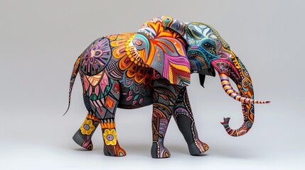 Obraz premium Colorful, intricately patterned elephant sculpture.