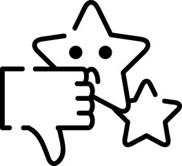 A negative review, hand-drawn customer review and feedback icon.