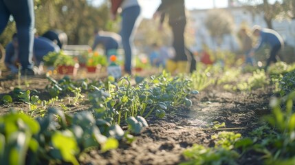 people working in an organic garden
