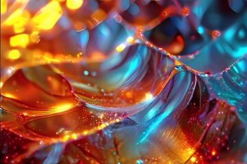 Shimmering crystal backdrop, adorned with iridescent hues, captivates enchanted gazes.