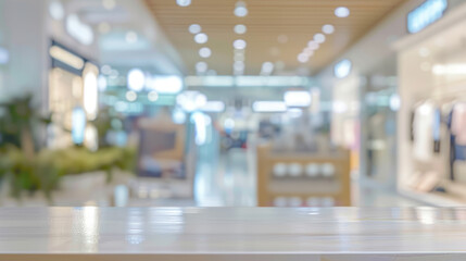 Smartphone mockup in retail store. Modern smartphone mockup on a table in a bright retail store setting. Perfect for showcasing your app or website design.
