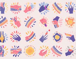 Create a rainbow and flower pattern to bring a lively and vibrant atmosphere