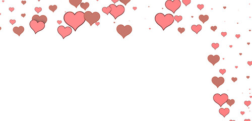 colorful flying hearts on a blue background. 3d PNG