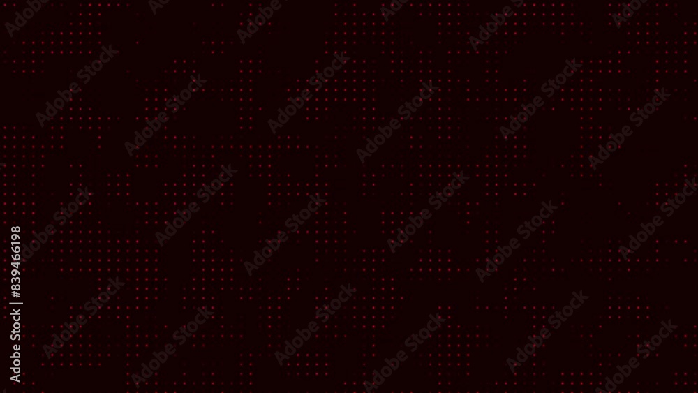 Wall mural abstract technological background of red dots that light up and go out in a random order. animated d