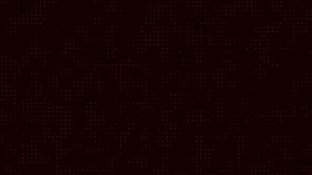 Abstract technological background of red dots that light up and go out in a random order. Animated digital background.
