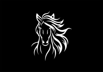 Fototapeta premium Portrait of a horse with a mane in a minimalist style. Vector illustration