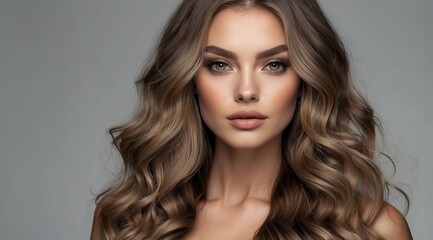 Fototapeta premium Blonde woman model wearing trendy clothes and makeup, model in trendy dress, photoshoot