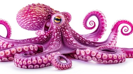 Obraz premium Magenta color octopus isolated on white