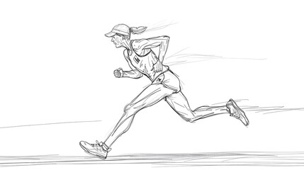 Minimalist Marathon Runner Sprinting Towards the Finish Line
