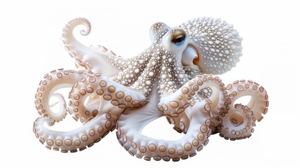 Obraz premium Octopus in white color isolated on white