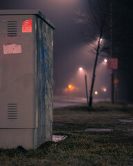 Moody late night city street