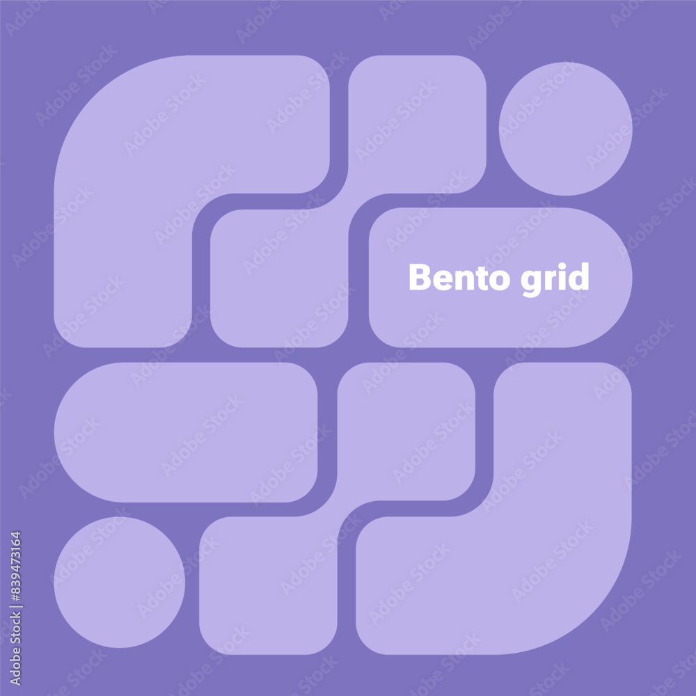 Wall mural bento grid web layout with y2k and brutal shapes. morph shapes. trending bento brick ui ux template.