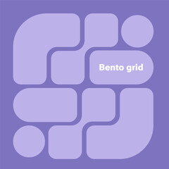 Bento grid web layout with y2k and brutal shapes. Morph Shapes. Trending bento brick Ui UX template. Web comics grids, various panel arrangements and different size tiles vector set.Liquid shapes