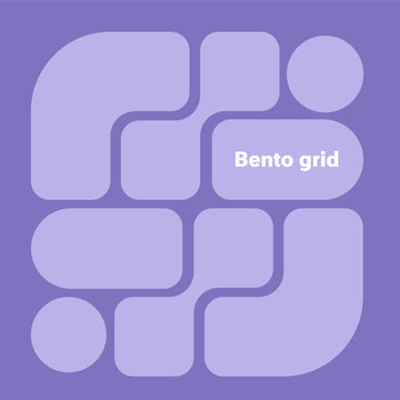 Bento grid web layout with y2k and brutal shapes. Morph Shapes. Trending bento brick Ui UX template. Web comics grids, various panel arrangements and different size tiles vector set.Liquid shapes