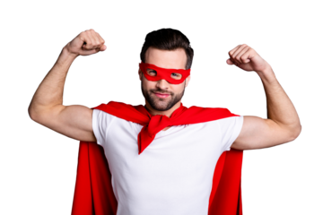 Close-up portrait of his he nice-looking attractive cheerful cheery content bearded guy demonstrating powerful muscles isolated over gray pastel violet purple background