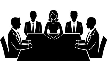 Business team meeting silhouette vector illustration