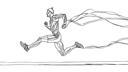 Silhouetted Athlete Leaping Across Rugged Mountainscape with Dynamic Energy