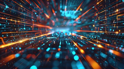 Fototapeta premium Futuristic technology background with glowing lines and light effects.