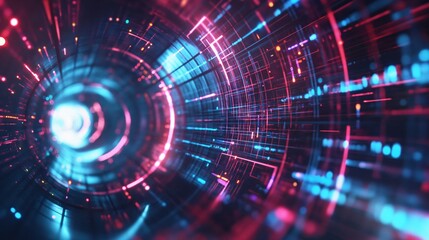 Obraz premium Futuristic technology background with glowing lines and light effects.