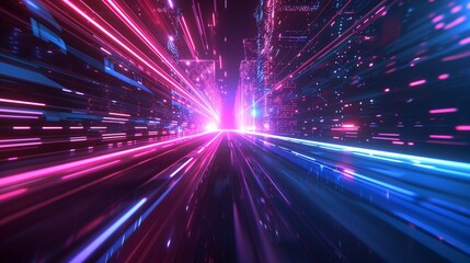 Naklejka premium Futuristic technology background with glowing lines and light effects.