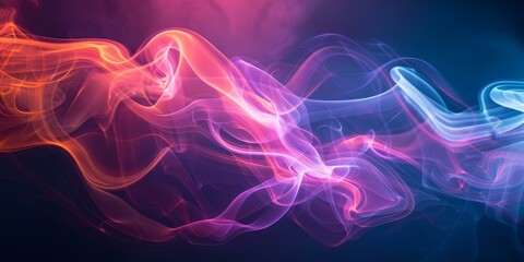 Obraz premium Experience mesmerizing neon smoke patterns against a dark backdrop in vibrant colors. The fluid swirls create a futuristic.