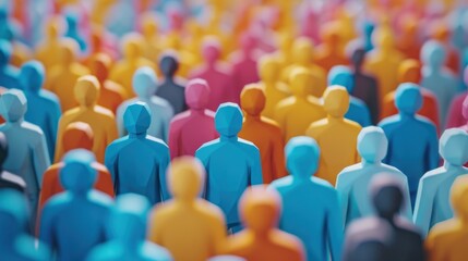 Obraz premium Diversity, equity and inclusion concept. DEIB. Colorful Paper People Crowd