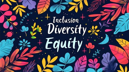 Diversity, equity and inclusion concept. DEIB. Colorful Floral Design With Inclusion, Diversity, and Equity