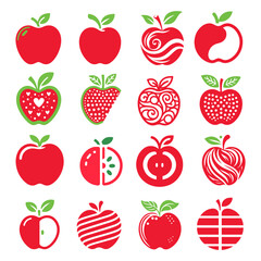 Set of Apple Vector Illustration. Red Apples Icons. Red Apple On White Background
