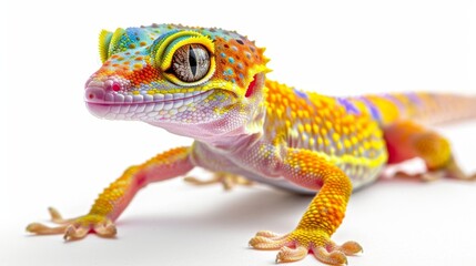 colorful gecko isolated on white 