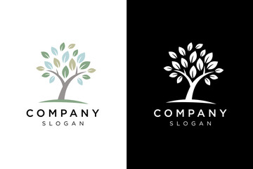 Minimalist green tree logo symbol