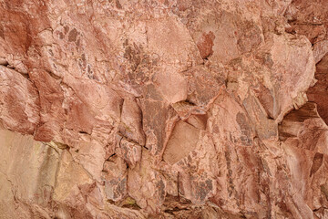 Natural stone texture of red iron oxide rocks