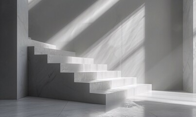 Fototapeta premium Minimalist Marble Staircase with Natural Light