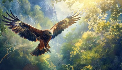 On the Hunt: The Black Kite's Flight at Sunny Day - AR 7:4