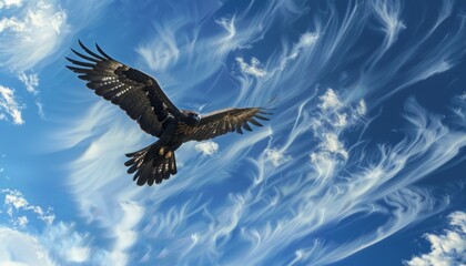 Freedom in Motion: A Black Kite Soaring Against a Blue Sky - AR 7:4