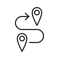 Map, route, gps distance, roadmap icon. Geolocation map path distance. Pictogram.
