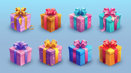 Fototapeta premium Asset of gift box for video mobile game isolation, Illustration