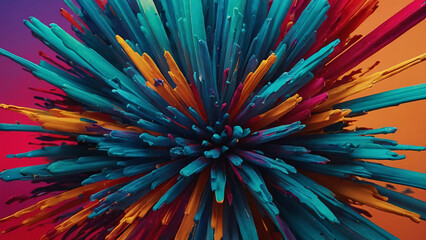 A kaleidoscope of vibrant colors and gradients swirl together in an abstract composition, radiating energy and movement through their dynamic blend.