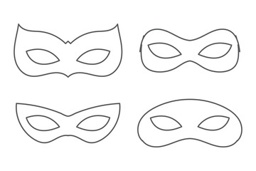 Superhero mask vector black icon. Silhouette hero cartoon character comic face. Flat black superhero costume design mask