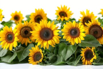 Obraz premium Vibrant sunflowers in a field, representing summer and happiness.