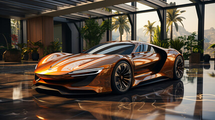 modren car in showroom