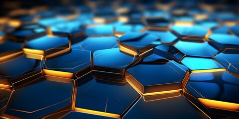 Obraz premium Dynamic 3D rendering of blue hexagon wave for big data visualization. Concept Big Data Visualization, 3D Rendering, Blue Hexagon Wave, Dynamic Design