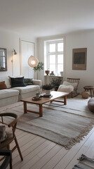 Fototapeta premium Serene and Stylish Scandinavian Living Room Interior Design