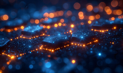 Obraz premium Futuristic Depiction of a Neural Network or Quantum Computing Process