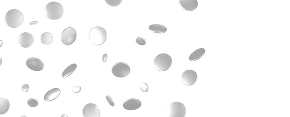 Joyful Deluge: Brilliant 3D Illustration Showcasing an Overflow of silver Confetti